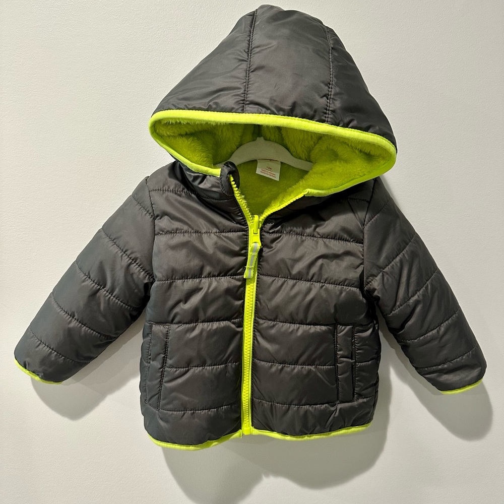 Grey Puffer Coat - 12mo
